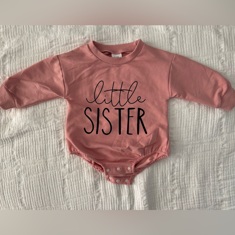 Little Sister Pink Long-Sleeve Baby Bodysuit